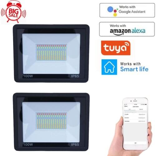 Tuya Zigbee Smart Led Flood Light Outdoor Waterproof Garden Street Light Control Smart Home Voice Support Alexa Google Home