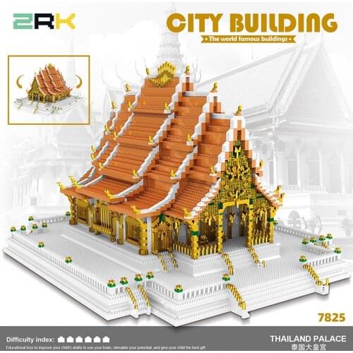 World Famous Architecture Thailand Bangkok Grand Palace Royal Mini Building Blocks Model Micro Bricks Toys For Children Gifts