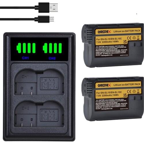 EN-EL15C EN EL15C EL15 ENEL15 Battery + Charger with Type-C for Nikon Z5, Z6, Z6 II, Z7, Z7 II 1 V1, D500, D600, D610, D750