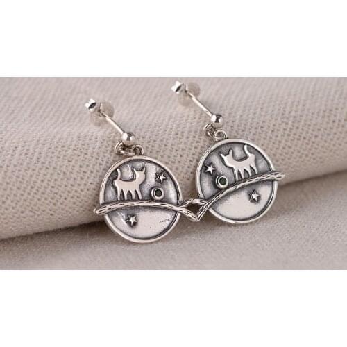 Cats Trees Silver Stud Earrings 2020 Trend Jewelry for Women Earrings 925 Gifts for Women Vintage Pendientes One Set Unusual