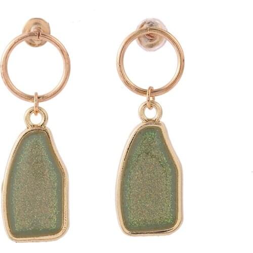 Handmade Polymer Clay Stone Earrings Gold Geometric Dangle Earrings For Women