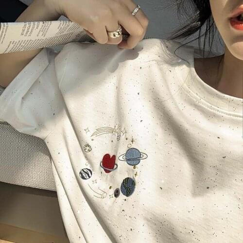 Harajuku Print O Neck Female Top 2020 Summer Oversized T-Shirt Women Short Sleeve Tops Streetwear Pullovers T-shirt