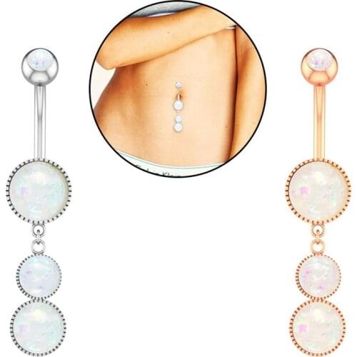 Woman Navel Piercing Dangled Stainless Steel Color Crystal Opal Female Accessories Women Body Jewelry Sexy Belly Button Rings