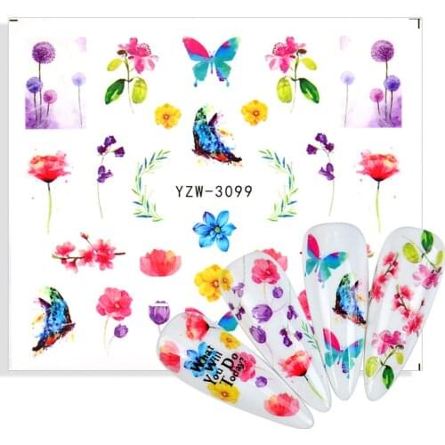 1 Sheet Nail Art Sticker Water Transfer Sticker Decoration Transfer Flower Rose Butterfly Nail Stickers Water Decal Nail Sticker