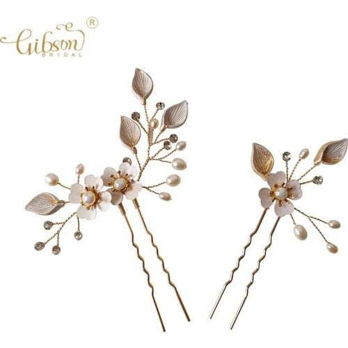 2021 Sweet Headpiece Flower Freshwater Pearl Spray Bridal Hair Pin Set Wedding Accessories Hair Piece