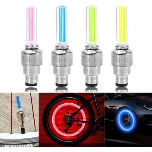 2X Atmosphere Lamp Hub Lamp Motocycle Bike LED Rotate Glow Tire Valve Cap Decorative Lantern Flash Spoke Neon Led Car Wheel Lamp