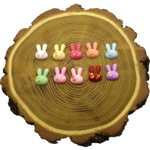 5pcs/bag 10 color optional 22*17mm Rabbit ears Flower Resin Flatback Cabochon Scrapbook Embellishment DIY Phone Decoration
