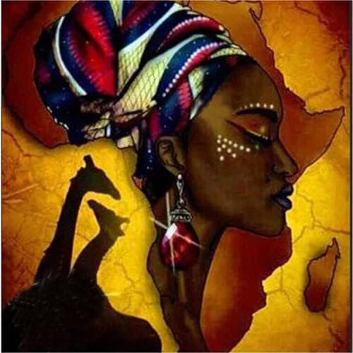 5D Full Square Round Diy Diamond Painting Cross Stitch Kits African Elegant Lady Embroidery Mosaic Picture By NumbersZP-4401
