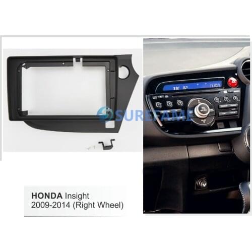 9 inch Car Fascia Radio Panel for HONDA Insight 2009-2014 (Right Wheel) Dash Kit Install Facia Console Bezel Adapter Plate Trim