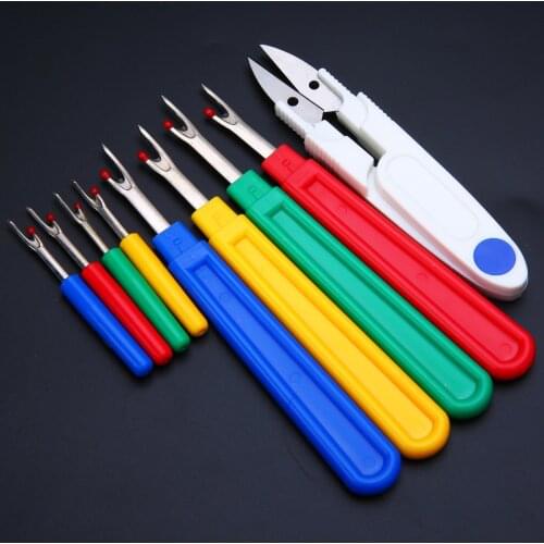 9pcs/set Small/Large Seam Ripper Stitch Unpicker Sewing Tool with Thread Cutter Plastic Handle DIY Craft Tool Accessories