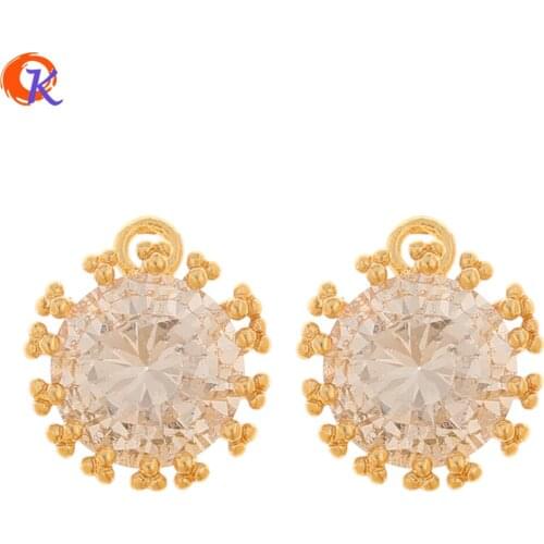 Cordial Design 30Pcs 10*11MM Jewelry Accessories/Hand Made/DIY Pendant/Genuine Gold Plating/Earring Findings/Round CZ Charms