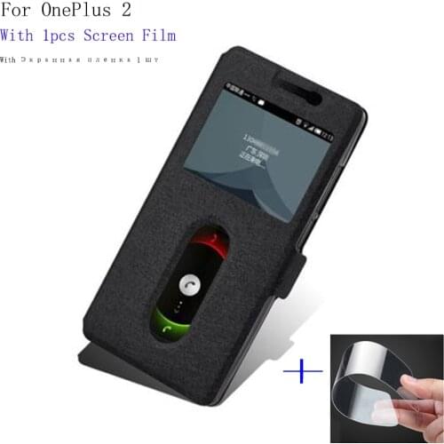 Smart View Window case For Oneplus2 Case Cover flip PU Leather Shell For Oneplus 2 phone cases For One plus 2 back cover