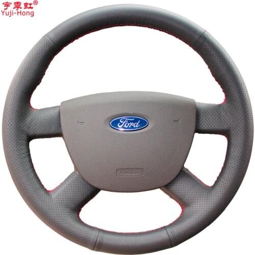 Yuji-Hong Artificial Leather Car Steering Wheel Covers Case for Ford Focus 4-Spokes Car-styling Steering Cover