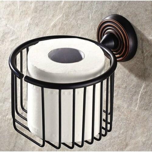 Black Oil Rubbed Antique Brass Circle Pattern Wall Mounted Bathroom Toilet Paper Roll Basket Holder Bathroom Accessory mba071