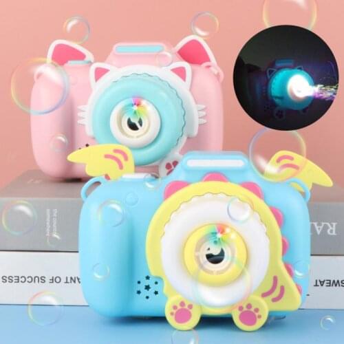 Children Cartoon Electric Soap Bubble Machine Camera Shape Automatic Foaming With Light And Music Non-slip Kids Outdoors Bubbles
