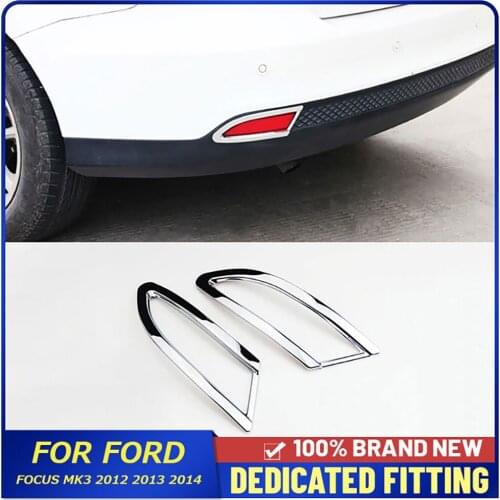 For Ford Focus Mk3 2012 2013 2014 ABS Chrome Rear Bumper Fog Lamp Decorative Cover Trims Auto Accessories