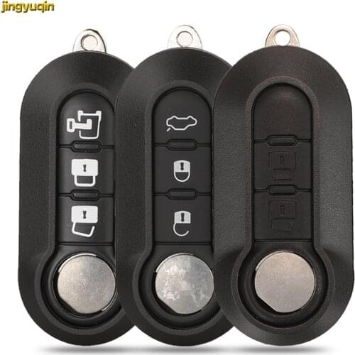 Jingyuqin Flip Remote Car Key Fob Case Shell For Fiat 500 Panda Punto Bravo 3 Buttons Combo Entry Black White Button