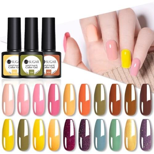 UR SUGAR Gel Nail Polish Winter Purple Brown Glitter For Manicures Set Semi Platium UV LED Lamp Nail Art Varnishes Base Top Coat