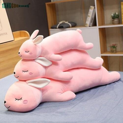 60-110cm Cute Pink Rabbit Plush Toys Pillow Soft Stuffed Animal Dolls Baby Kid girl Sleep Partner Xmas Birthday Gift