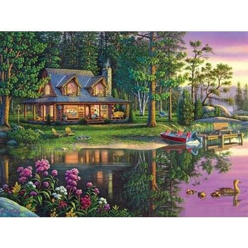 DIY new product 5D full circle/full square diamond painting landscape cross stitch embroidery mosaic home decoration