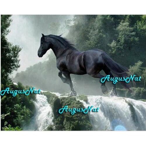 Horse diamond painting full drill waterfall diamond dots animal scenery wall decals landscape wall arts painting with diamond