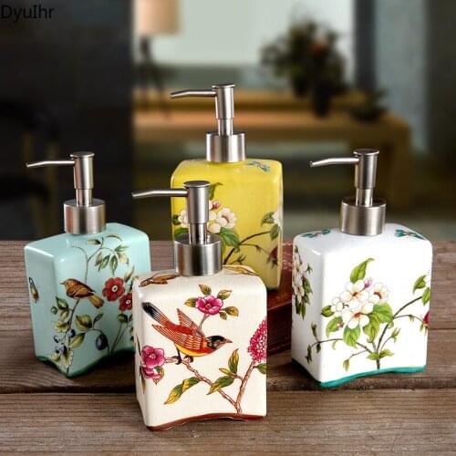 Ceramic hand sanitizer bottle, flower and bird garden series, restroom, bathroom, empty bottle, hotel soft, European style