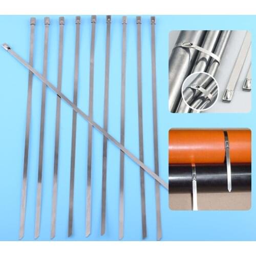 LETAOSK 10pcs Silver Stainless Steel Metal Cable Zip Tie Strap Locking 4.6mm x 300mm