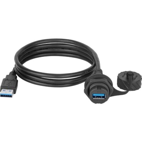 LSHITECH LU20 Waterproof USB 3.0 Jack A Type USB Connector Female Socket Straight Data Extender Cable Adapter Hole Size 20.8mm