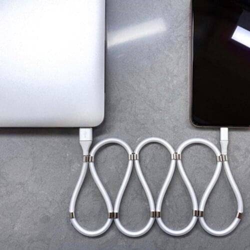 Magic Rope Magnetic Data Cable for iPhone Samsung Xiaomi Automatically Retractable Micro USB Type C Fast Charge 2.4A Phone Cable