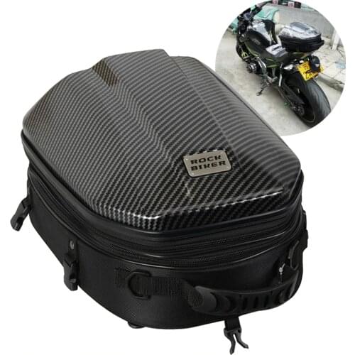 Carbon Fiber Motorcycle Tail Bag Waterproof Large Capacity Motocross Helmet Back Seat Bag Multifunction Moto Travel Luggage Bag