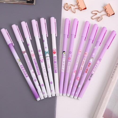 🌸10Pc/lot Purple Gel Pen Set Cherry Blossoms Pen Stationery Kawaii School Writing Tools for School Student Office Supplies