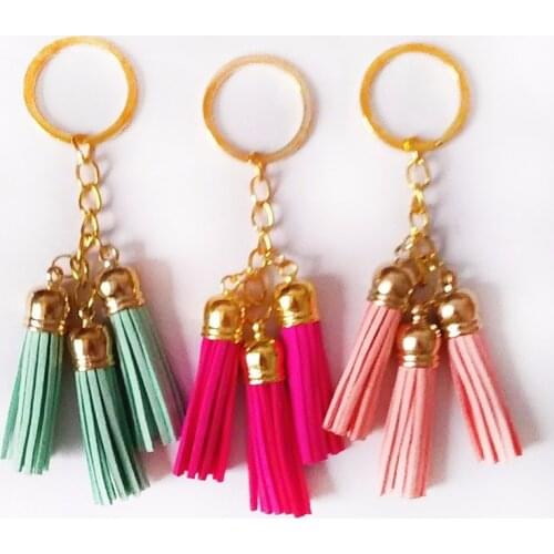 New 5 cm Suede Tassel Key Chain Golden Leather Key Ring Cute Pendant Bag Charming Car Key Holder Personality Gifts