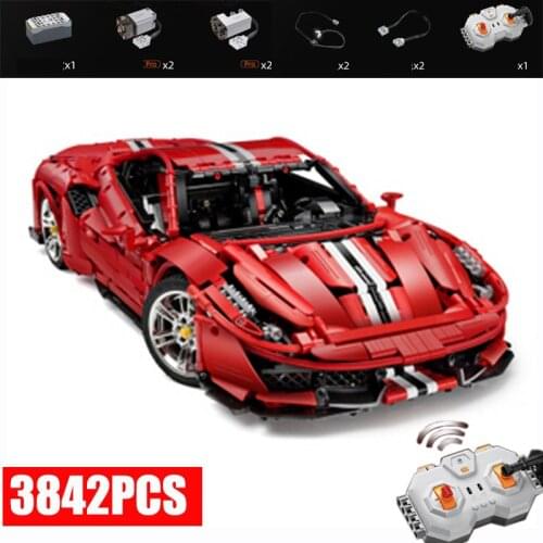 New RC Motor Ferrari 488 Berlinetta hypercar Super Racing Car Fit es C61042 Model Building Blocks Toy DIY birthday Gifts