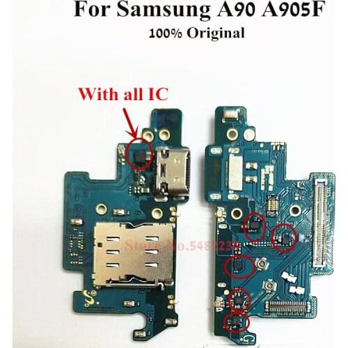 Original USB Charging Dock Port Flex cable For Samsung A90 A905F Charger plug With Microphone SD/SIM Card Reader Replacement
