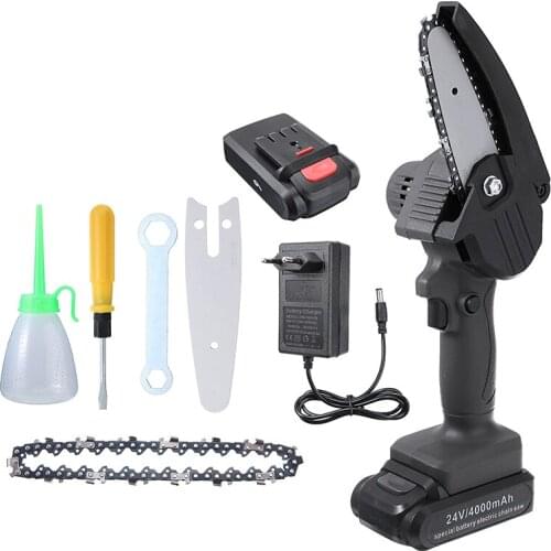 220V Handheld Electric Chainsaw Mini Cordless Rechargeable Electric Saw With Battery UK Charger Set for Wood Branch Cutter