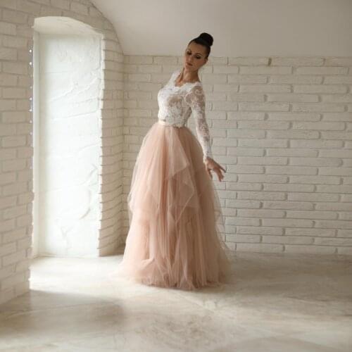 Simple Casual Light Pink Skirt Floor Length A-line Tulle Ruffle Birthday Party Photography Women Skirt Custom Made Plus Size