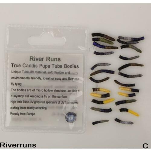 Riverruns Realistic Flies 24pcs/Bag Caddis Pupa Tube body 4 Colors 3 Sizes