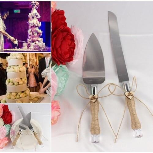 Romantic love just married Stainless Steel Cake Knife Server Set Cake Shovel Rustic wedding Bridal Shower party gift Decoration