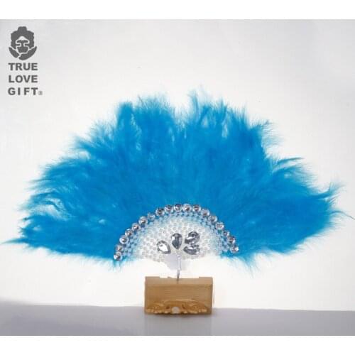 Feather Hand Fan Handmade Spanish Dance Lace DIY Feather Fan for Wedding Dropshipping TOP Wedding Party Decoration Craft Supply