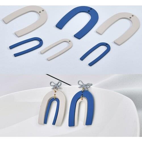 Irregular alloy geometric concave Earrings accessories DIY handcrafted horseshoe n shaped retro textured ear jewelry material