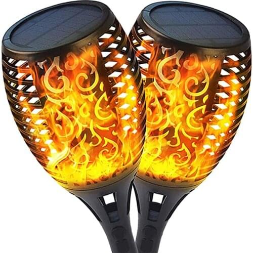 Upgraded Solar Lights Outdoor Waterproof Solar Torch Light with Flickering Flame 96 LEDs Landscape Path Light For Garden Patio