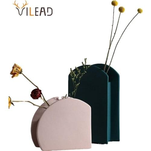 VILEAD Ceramic Vase Modern Nordic Dried Flowers Home Decor Hydroponic Plant Pot Shop Studio Living Room Desktop Decoration