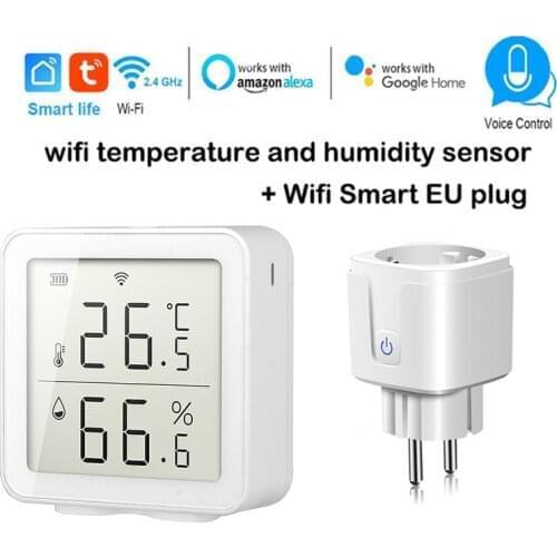 WiFi Smart Adapter Plug Smart Home Temperature And Humidity Sensor Smartlife Voive Control Works Alexa And Google Home
