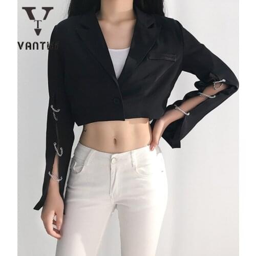 2021 Suit Jacket Women New Black Fashion Chain Design Sense Casual Short Jacket Women Jacket Black Blazer Women for Female