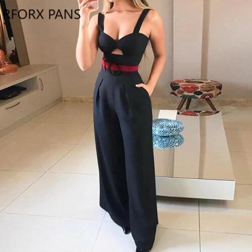 Cut Out Twist Front Wide Leg Jumpsuit Office Lady Casual Look for Women 2019