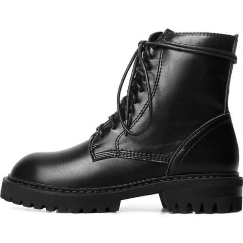Winter boots women Size 34-43 European Genuine leather Women boots Martin boots lace-up The girls boots Women shoes