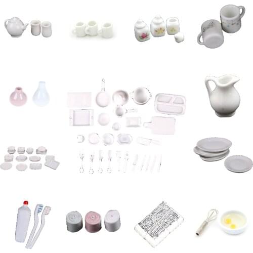 1:12 White Dishes/Cups Mugs/Toothpaste/Goddess Statue/Tissue Tableware Miniature Doll House Accessories Furniture Toys