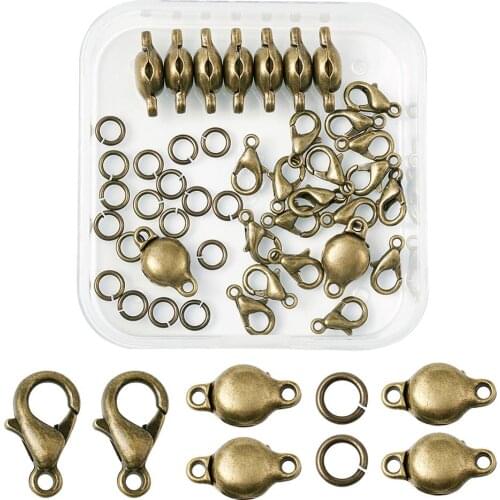 1box Alloy Lobster Claw Clasps and Brass Jump Rings with Brass Magnetic Clasps For DIY Bracelet Anklet Necklace Jewelry Findings