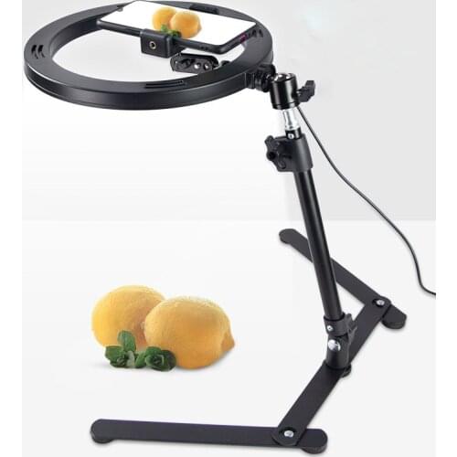 10 Inches Fill Light Multifunctional Beauty Photography Foldable Selfie Food Live Overhead Mobile Phone Holder Stand