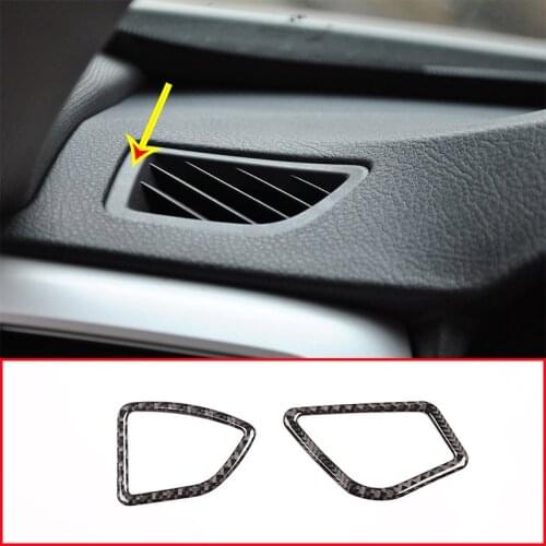2pcs Real Carbon Fiber Dashboard Air AC Vent Trim Sticker For BMW 3 Series F30 F33 F36 2013-2018 Left Hand Drive